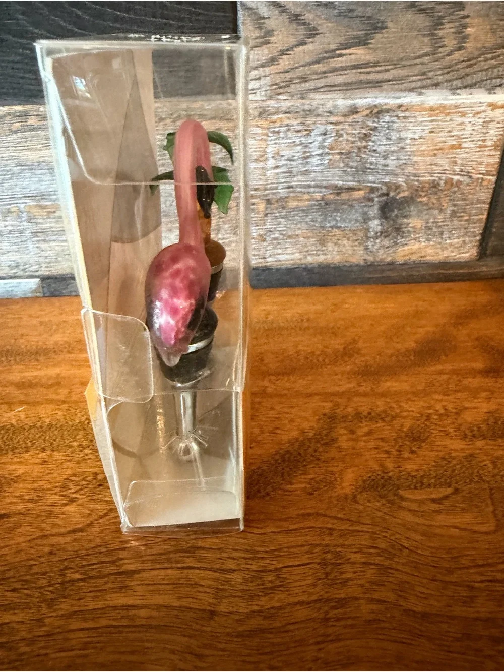 Art Glass Flamingo and Palm Tree Wine Bottle Stoppers